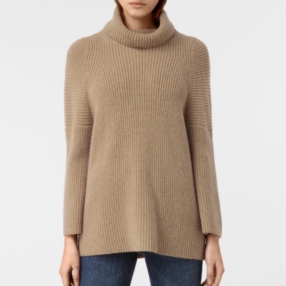 All Saints Sweaters - Allsaints Beige Jago Roll Neck Wool Blend Sweater Size Small Neutral Knit Alpaca